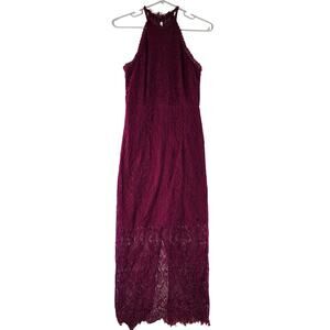 Lulus Maroon Lace Holiday Body Con Dress Size S